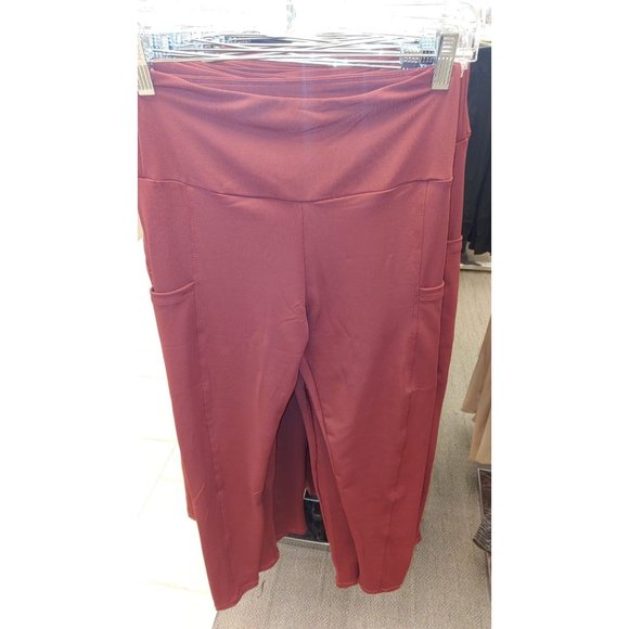 CM Fashion Womens Leggings, With Pockets--Burgundy - Picture 5 of 8